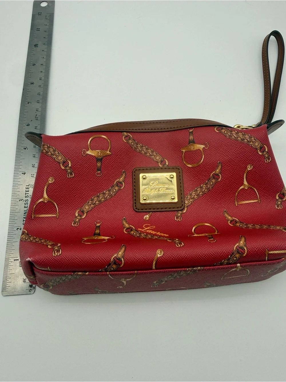 Vintage Lauren Ralph Lauren Red Equestrian Wristlet Y2K Equestrian print